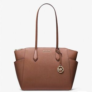 NWT Michael Kors Medium Saffianno Leather Tote Bag in Luggage Brown
